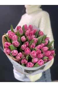 Букет розовых пионовидных тюльпанов (51 шт.)